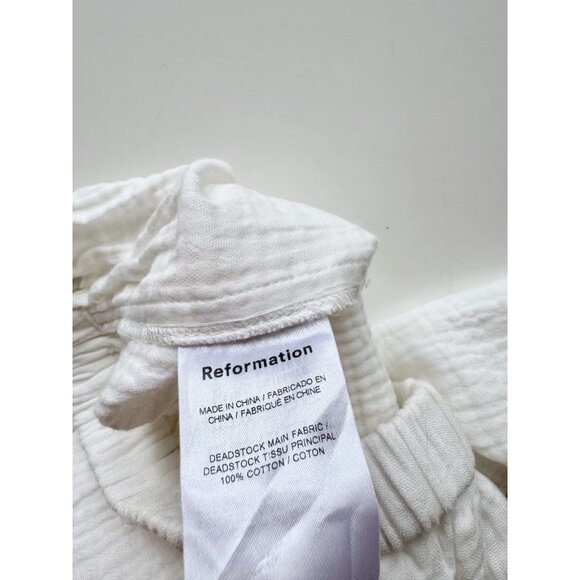 REFORMATION White 100% Cotton Gauze Relaxed Pull On Shorts, Size 2 - Picture 9 of 10